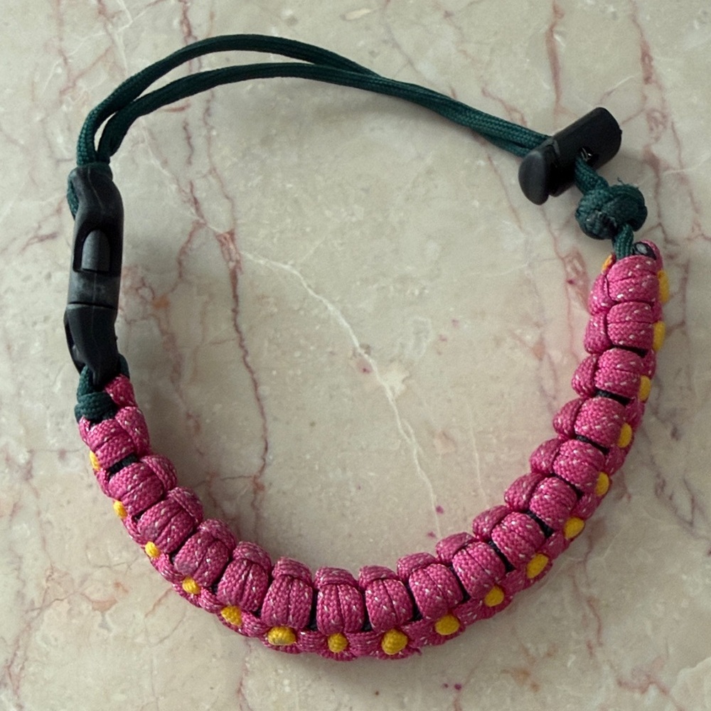 Pink and Yellow Paracord Survival Bracelet